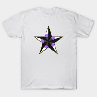 Non-Binary Pride Flag Colored Nautical Star T-Shirt